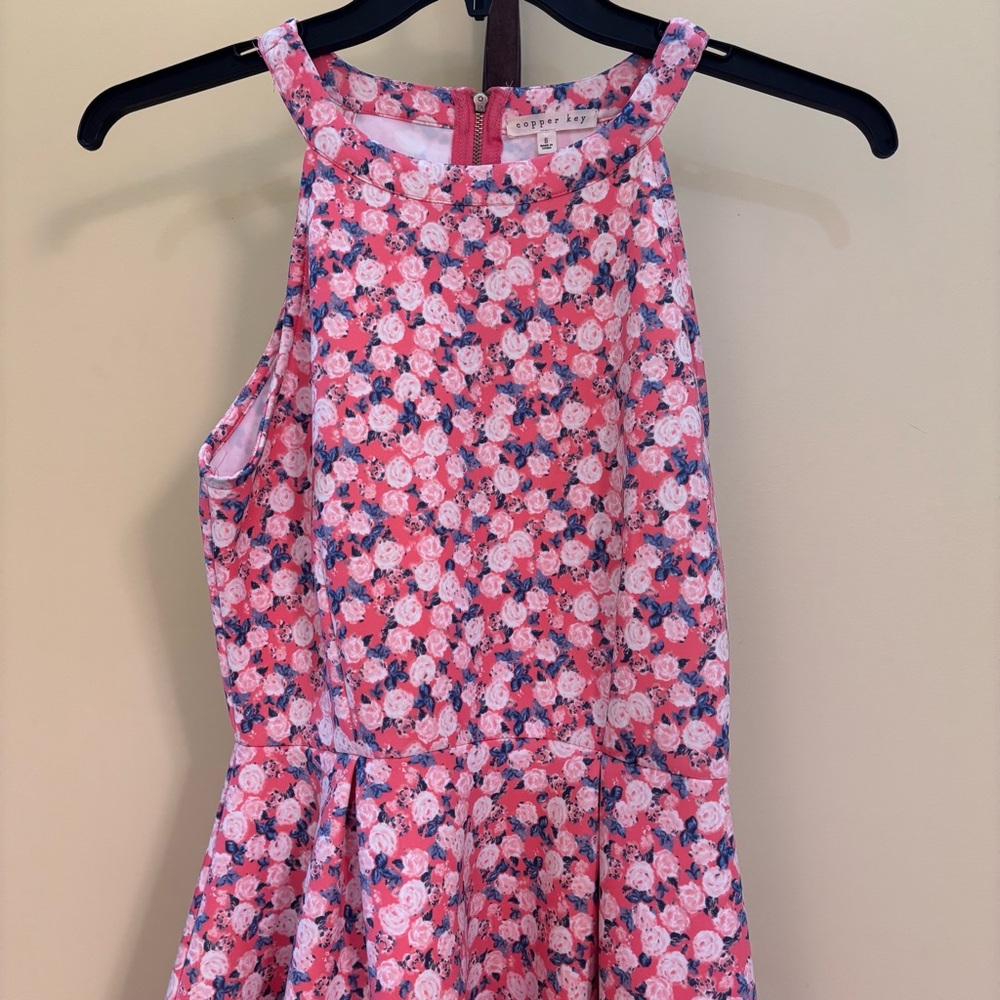 Floral Sleeveless Dress. Pink and Blue - Picture 8 of 17